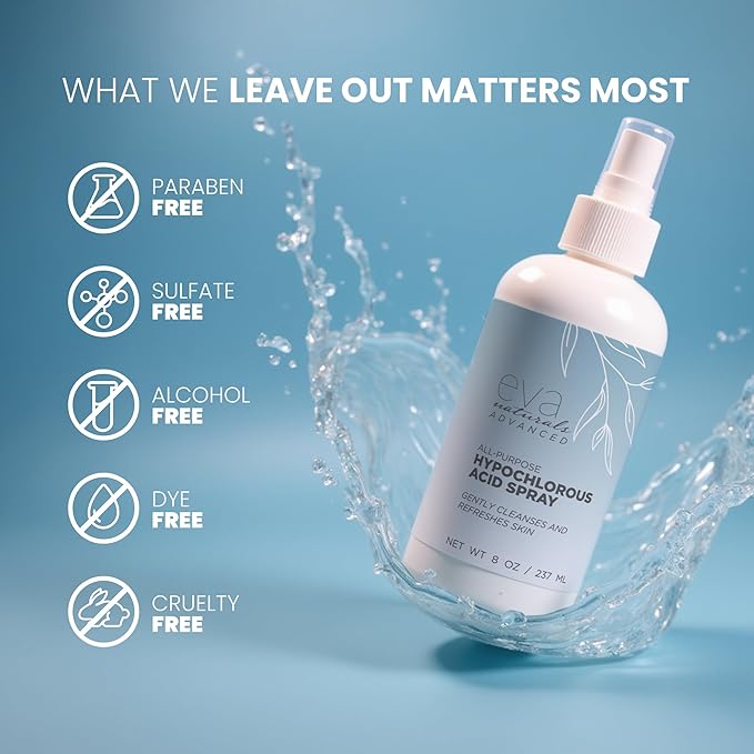 Hypochlorous Acid Spray for Face, Skin, and Body – 0.018% HOCl Facial Mist Toner, Hydrating Cleanser for Acne, Eczema, Rosacea, Eyelids, Pets, Workout, Baby, Back, Redness, Sensitive Care Spray-BrightBean Baby