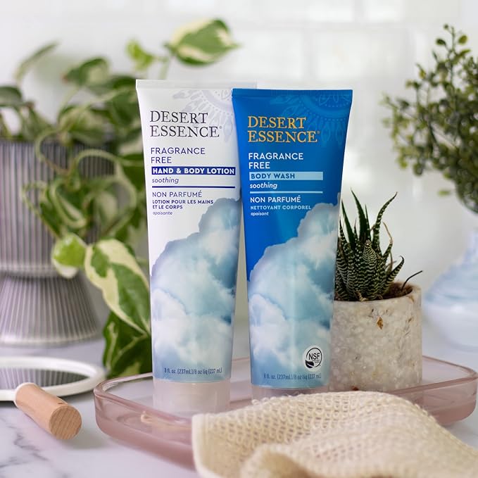 Desert Essence Fragrance Free Hand & Body Lotion - 8 Fl Ounce - Soothing - Aloe Vera - Shea Butter - Green Tea - Coconut Oil - Jojoba Oil-BrightBean Baby