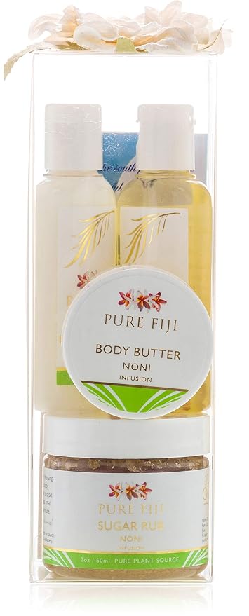 Pure Fiji Spa Gifts for Women and Man - Body Gift Box Include: Sugar Scrub, Bath and Body Oil, Body Butter and Body Lotion, Scent Noni-BrightBean Baby