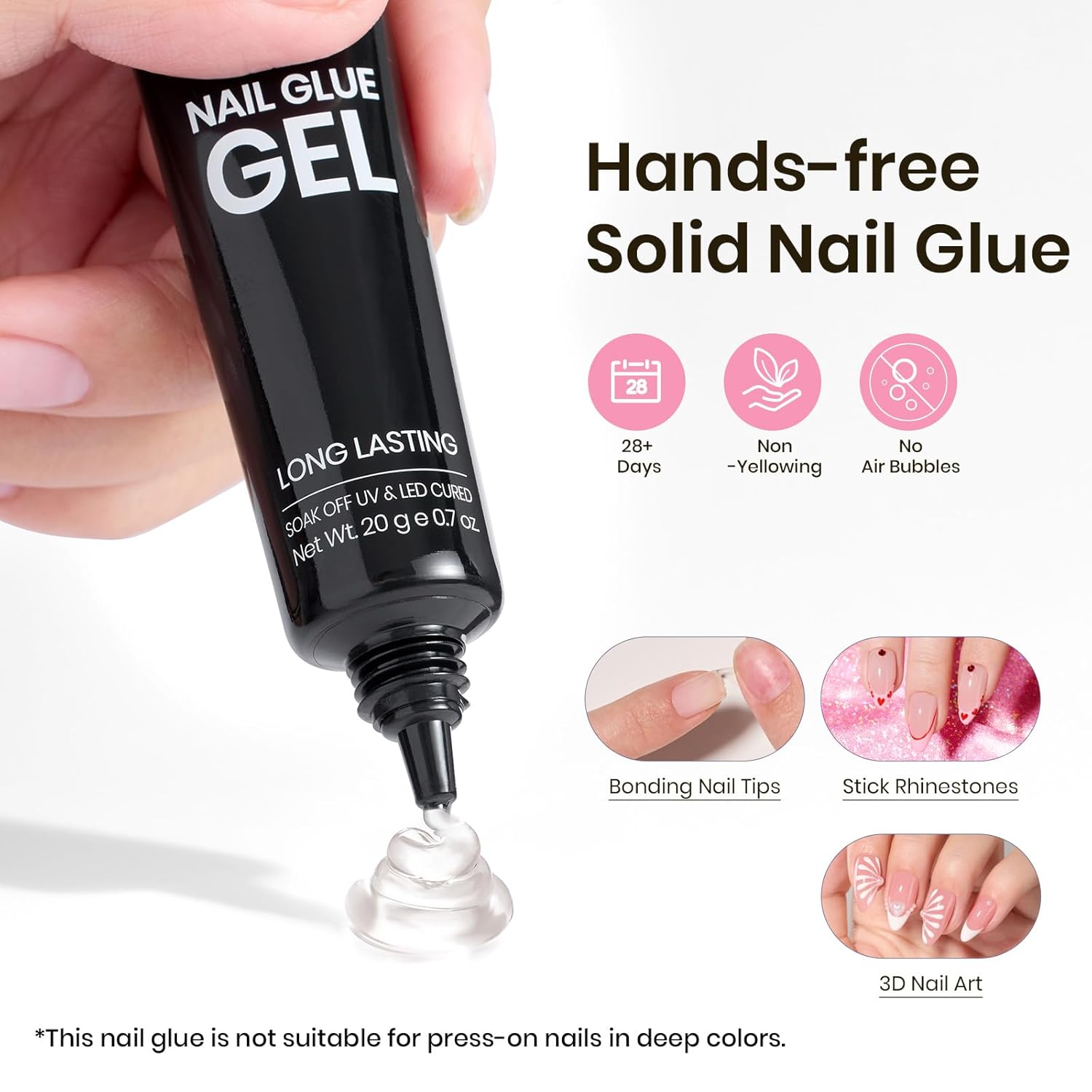 Beetles Tipex Gel Nail Kit, Medium Almond Nail Tips 224 Pcs 16 Sizes Pre-Building Pre-Etched False Nail Tips with Tipex Nail Glue, Mini Nail Lamp Thick Acrylic Nail Set Halloween Nails-BrightBean Baby