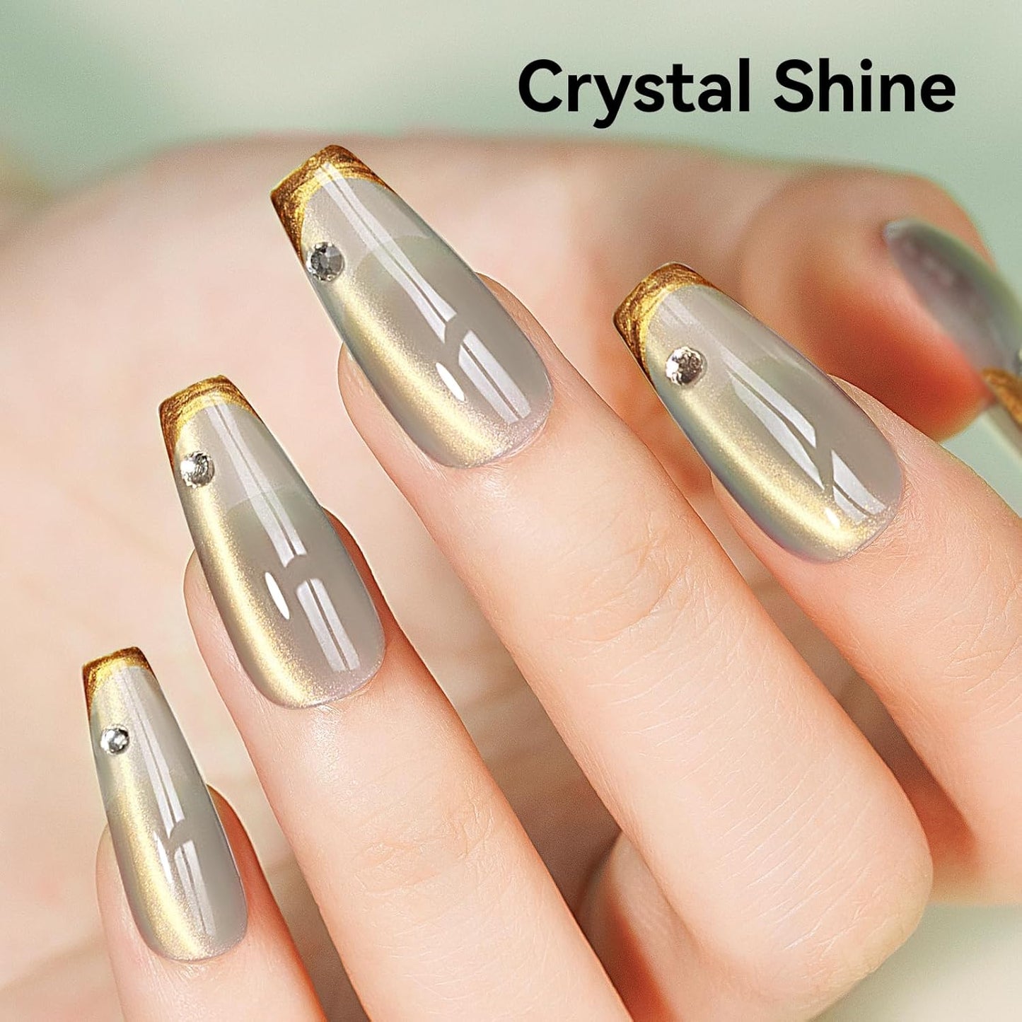 Cat Eye Nail Polish Glass Jelly Magnetic Gel Polish Smoothie Glitter Gloss Shine Holographic Celadon Color Velvet UV Gel Polish For Nail Art Manicure DIY At Home 12ml-BrightBean Baby