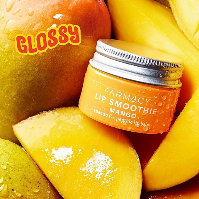 Farmacy Peptide Lip Balm - Lip Smoothie Hydrating Lip Balm with Vitamin C to Visibly Plump + Smooth Lip Lines - Nourishing Lip Treatment with a High-Gloss Finish - Mango (10g)-BrightBean Baby