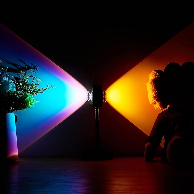 Amuou Sunset Lamp and Rainbow Lights,2 Colors in 1 Projector Sunset Light with 7 Levels of Adjustable 180 Degree Rotation Projection Led Night Light for Photography, Selfie, Tiktok and Home Decor-BrightBean Baby