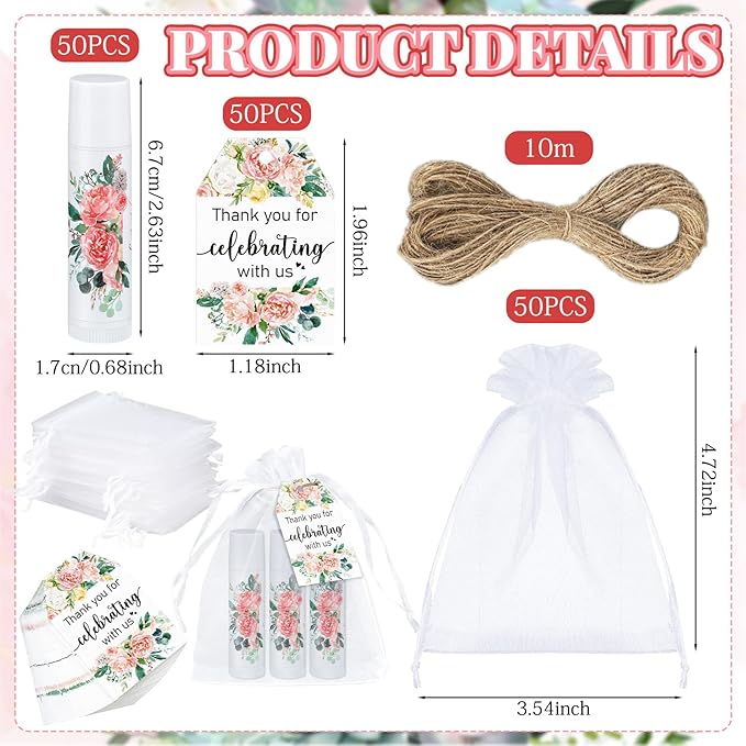 100 Pack Thank You Gifts Lip Balm Bulk Party Supplies Employee Appreciation Gifts for Guests Wedding Bridal Shower Bachelorette Gifts Baby Shower Favors for Coworkers Women Homeless Nurse-BrightBean Baby