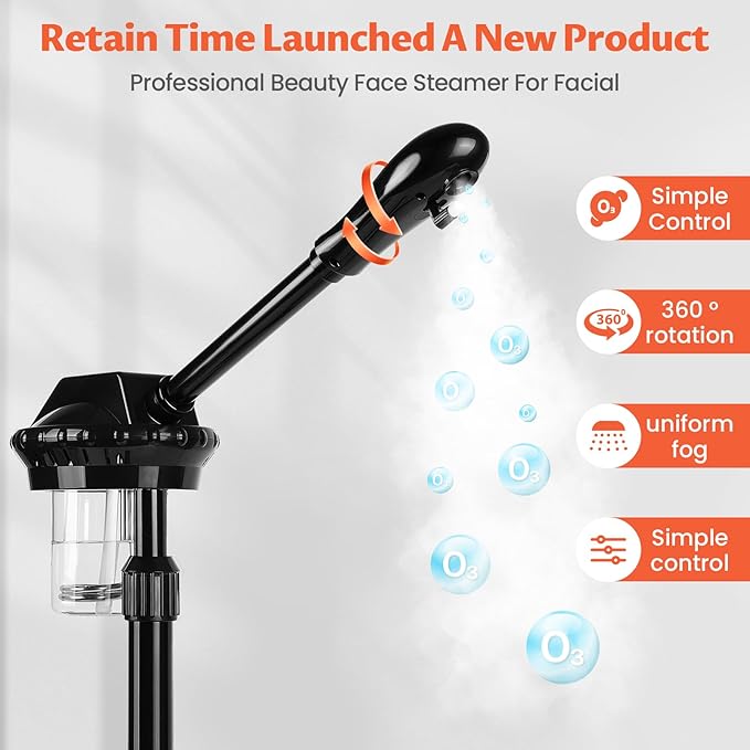Professional Face Steamer, Adjustable Height and Angle, Facial Steamer Clean Skin Firming Pores and Moisturizing Suitable for a Beauty, Spa, at Home-BrightBean Baby