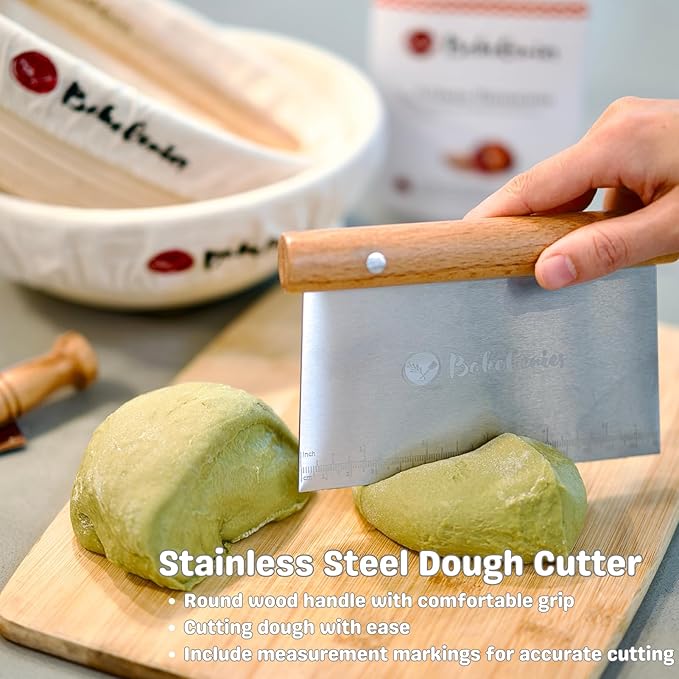 Artisan Bread Banneton Proofing Basket Set of 2, 9 inch Round & 10 inch Oval Sourdough Baskets with Danish Whisk, Dough Cutter, Scraper, Flour duster, Cleaning Brush, Bread Lame &10 Blades