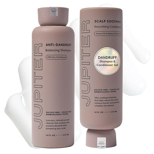 Jupiter, Physician-Formulated Anti-Dandruff Shampoo & Conditioner, for Flaky, Itchy, Oily, Dry Scalp, Vegan, Sulfate-Free, Color-Safe, & Paraben-Free, Dry Scalp Shampoo and Conditioner for Women & Men-BrightBean Baby