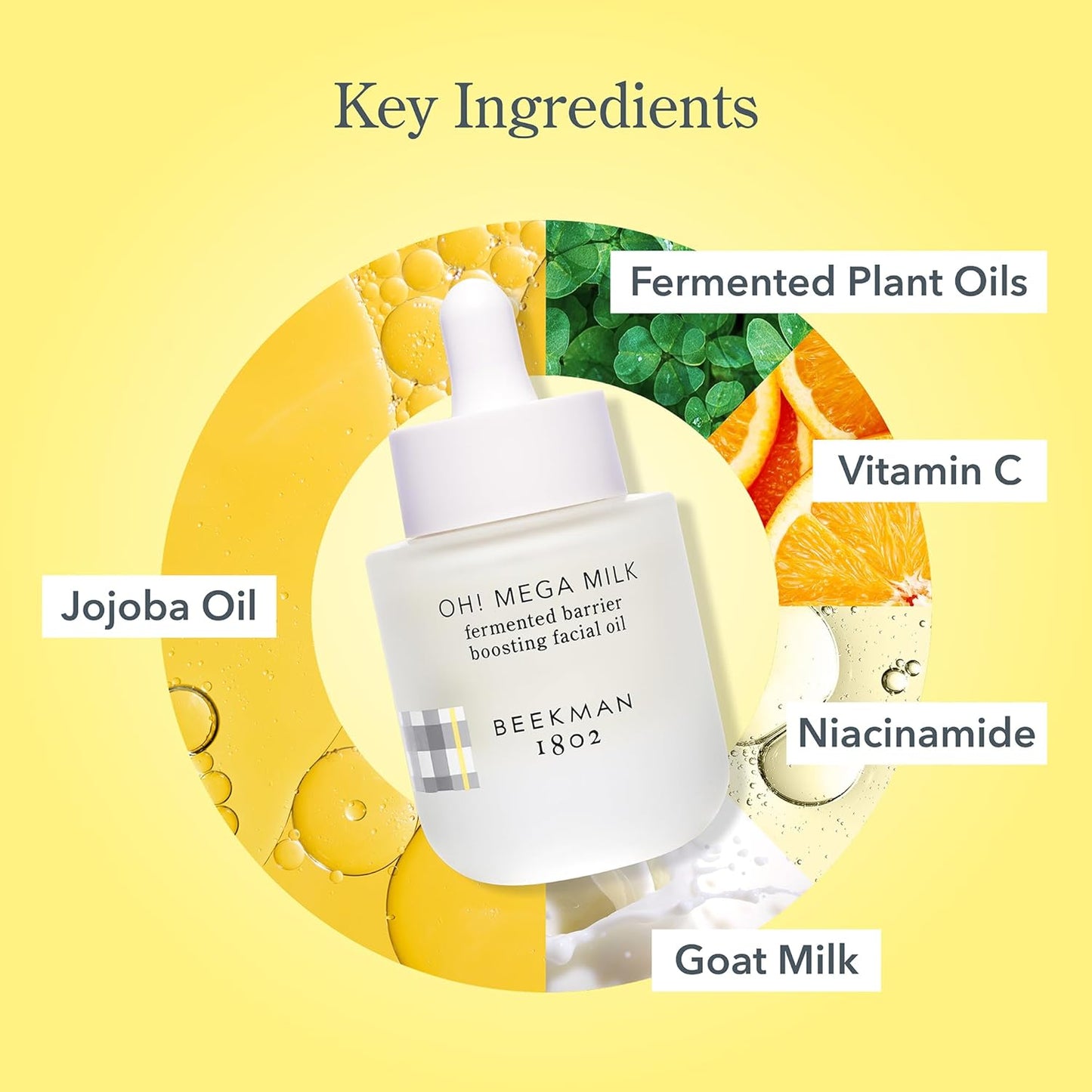 Beekman 1802 Oh Mega Milk Facial Oil - Hydrating Vitamin C & Niacinamide Serum - Repairs Skin Barrier & Reduces Dark Spots From Aging - Fragrance Free, Sensitive Skin Safe-BrightBean Baby