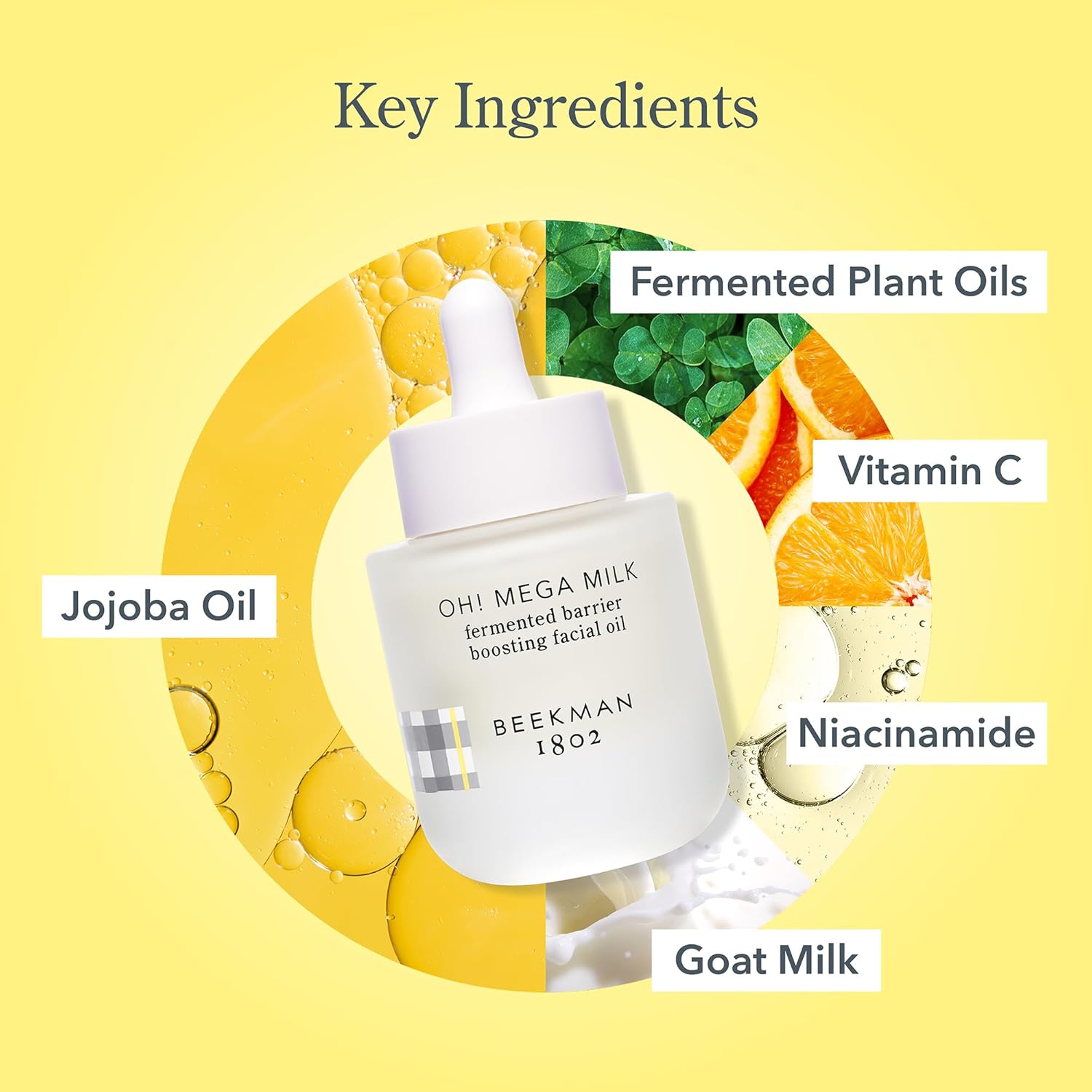Beekman 1802 Oh Mega Milk Facial Oil - Hydrating Vitamin C & Niacinamide Serum - Repairs Skin Barrier & Reduces Dark Spots From Aging - Fragrance Free, Sensitive Skin Safe-BrightBean Baby