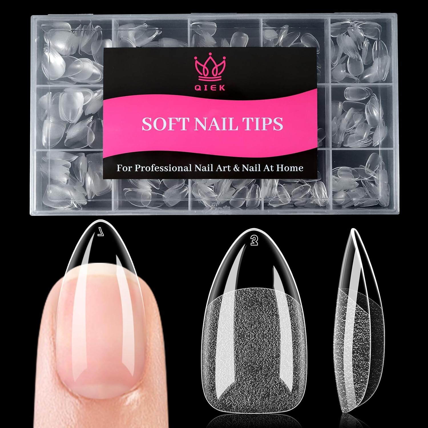 Short Water-drop False Nail Tips, 15 Sizes 510 PCS Clear Soft Press On Fake Nail Pre-shaped Half Matte Full Cover Gel Nail Tips Extensions Strong Long Lasting for DIY Beginners & Salon Manicure-BrightBean Baby