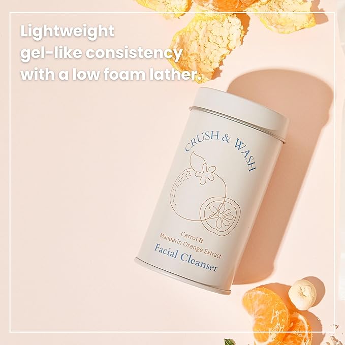 3-in-1 Solid Facial Cleanser, Exfoliator, and Wash-off Mask - Vegan, Cruelty-Free, Plastic-Free, Travel-Friendly, 1 Month Supply (60 Crushable Tablets) in Tin (Brightening Beans in Tin)-BrightBean Baby