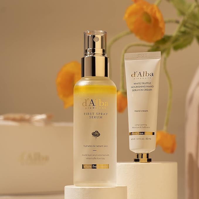 d'Alba All About Korean Skin Care, Gift Set for White Truffle First Spray Serum & Nourishing Hand Cream, Perfect for Mothers Day Gift-BrightBean Baby