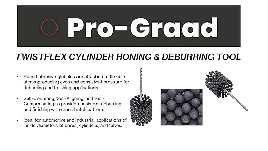 TwistFlex 1-1/4" 120SC Cylinder Hone | 1.25" (31.8mm) Flexible Cylinder Honing & Deburring Tool | Bore Brush for Hole Diameters 1.12” – 1.25” | Silicon Carbide 120 Grit | 8" Length