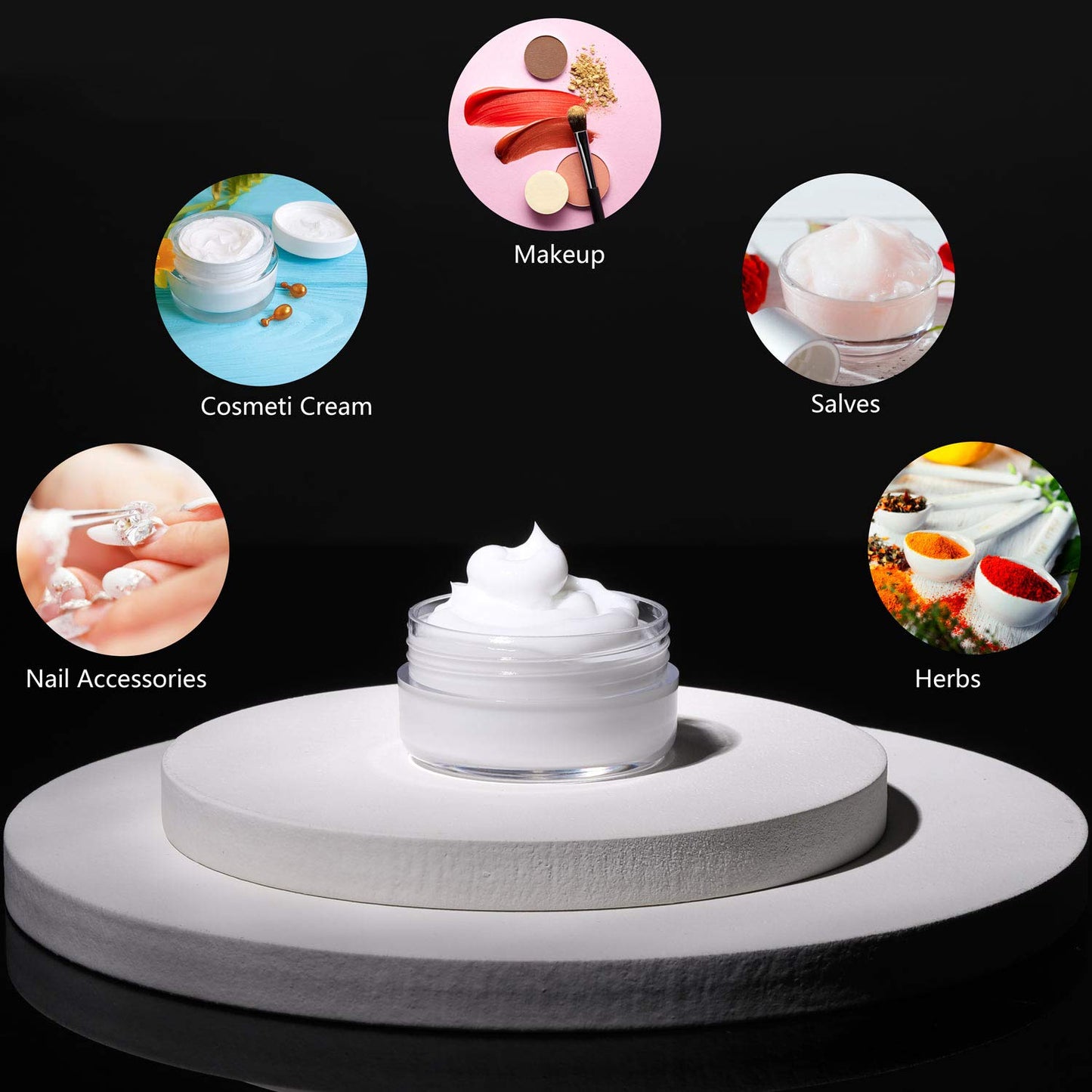 100 Count Mini Makeup Sample Containers with Lids 10g Plastic Cosmetic Containers Refillable Traveling Jars for Skin Care Products - White-BrightBean Baby