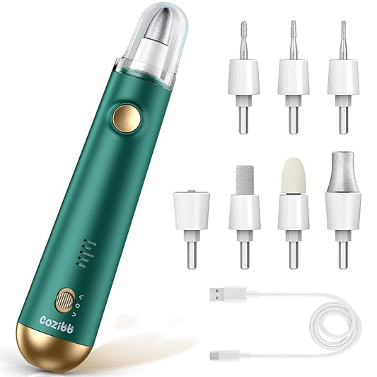 Electric Nail Drill, 8-in-1 Cordless Electric Nail File with LED Light, 5 Speeds Rechargeable Manicure and Pedicure Kit Hand Foot Care Tool for Nail Grinder Trim Polish for Women Baby-BrightBean Baby