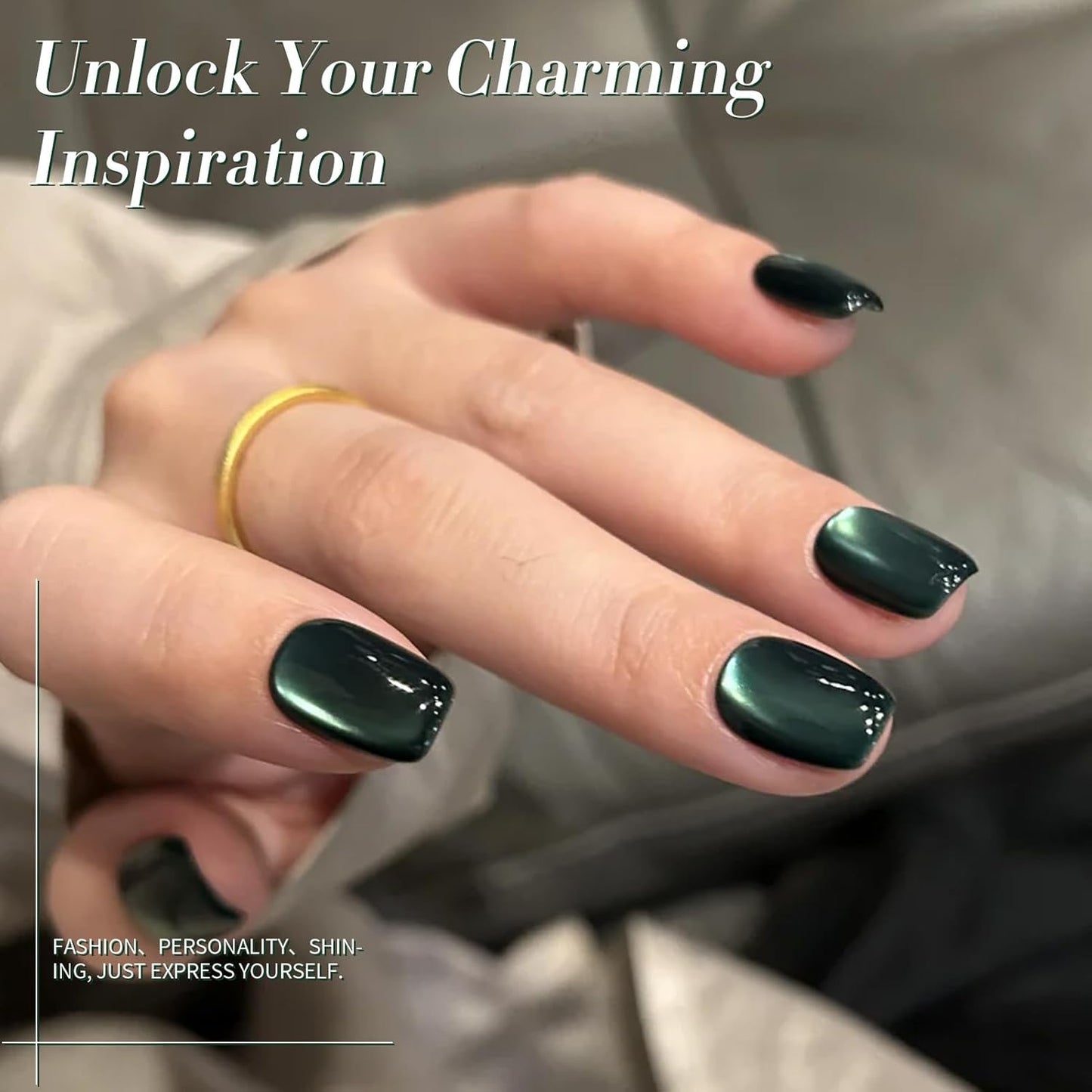 Born Pretty Cat Magnetic Gel Nail Polish, Retro Green Gel Polish Crystal Cat Holographic Magnetic Nail Polish Nail Art Manicure Salon DIY at Home 15ML-BrightBean Baby