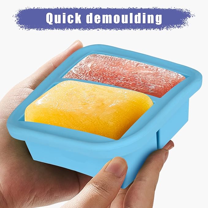 1 Cup Silicone Freezer Molds Silicone Freezer Tray with Lid 4 Pack Soup Freezer Containers Make 8 Soups, Broths, Stews, Sauces, Curries