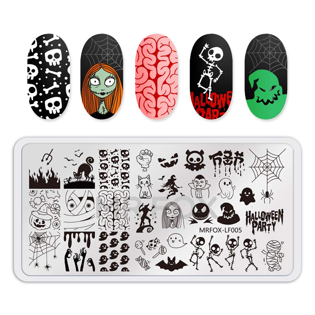 Mr. Fox Nail Printing Board Set Halloween Flame Leopard, Zebra and Snake Motifs Nail Art DIY Stamping Template-BrightBean Baby
