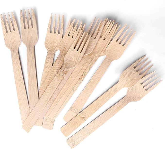 Bamboo Cutlery - 2200 PK 6.7" Bamboo Forks Disposable 100% Compostable Forks Bulk Biodegradable Renewable Natural Utensils for Travel/Camping/Wedding/Party Asin