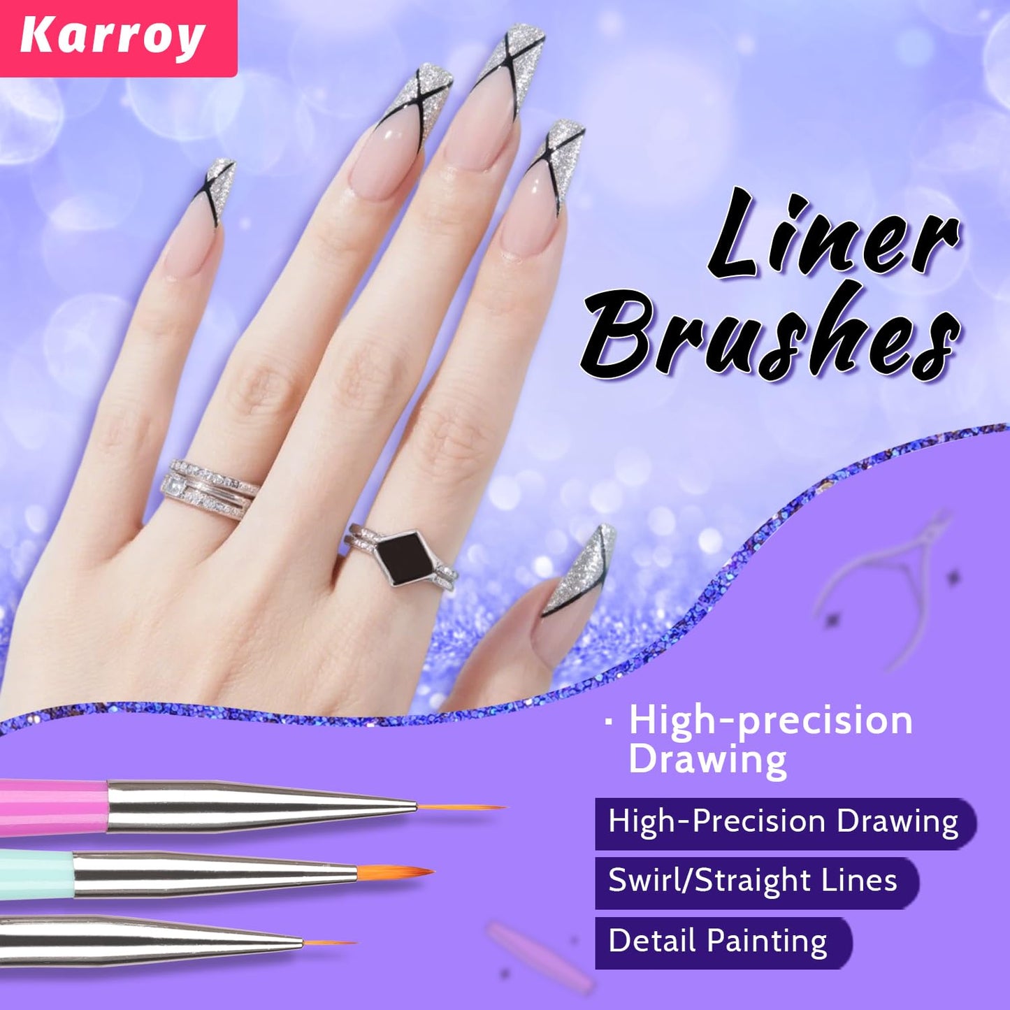 Nail Art Brushes Kit, Multifunctional Nail Brushes for Nail Art Nail Design Brush Gel Nail Brush for Nail Extension Nail Art Liner Brush Dotting Tools for DIY (6PCS Brushes)-BrightBean Baby