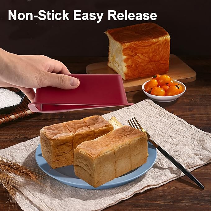 Silicone Mini Loaf Pan Set of 4, NonStick Easy Release Rectangle Silicone Mini Cake Pan for Baking Bread, Flexible BPA Free Silione Baking Mold and Bread Mold, Toast Pan, Brownie Loaf Pan, Cake Mold…