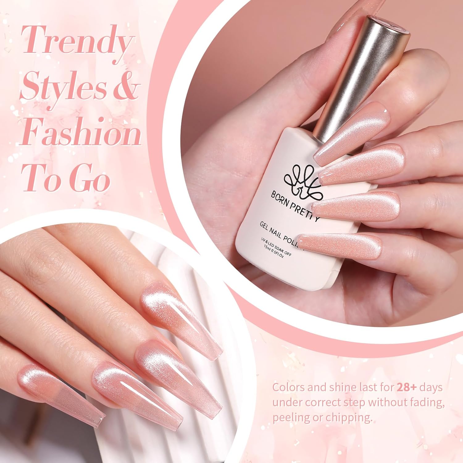 Born Pretty Magnetic Gel Nail Polish Jelly Cat Magnetic Eye Gel Polish Crystal Transparent Auroras Nail Gel for Salon Home DIY Manicure Use-BrightBean Baby