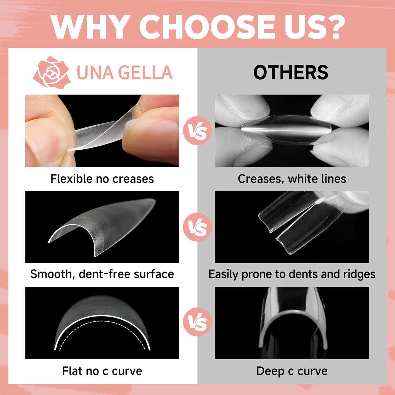 UNA GELLA Stiletto Gel Nail Tips 504pcs Long Stiletto Almond Clear Curved Nails Tips Half Cover False Fake Nails for DIY Press On Nails Extension Art Salon 12 Sizes-BrightBean Baby