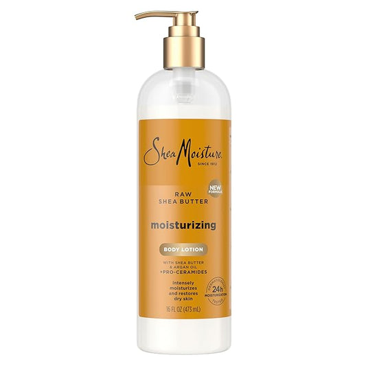 SheaMoisture Moisturizing Body Lotion with Raw Shea Butter, Argan Oil and Pro-Ceramides, Restoring Dry Skin, 24H Moisturizing 16 oz-BrightBean Baby
