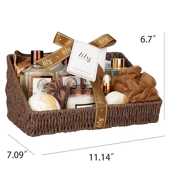 Bath and Body Gift Basket Set for Women - Coconut Vanilla Spa Gift Basket for Women 17-Piece Luxury Bath Gift Set with Shower Gel Self Care Pampering Gifts for Mothers Day, Christmas, Birthday Gifts-BrightBean Baby