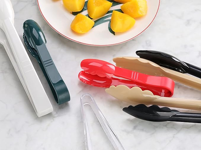 New Star Foodservice 35544 Utility Tong, High Heat Plastic, Scalloped, 12 inch, Set of 12, Red