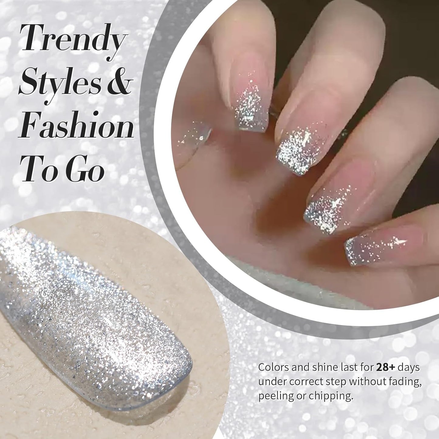 Born Pretty Cat Magnetic Eye Gel Nail Polish, Silver Platinum Cat Magnetic Gel, Sparkle Glitter Magnetic Soak Off U v Nail Gel Diy Art Manicure Nail Salon Varnish 15ML-BrightBean Baby