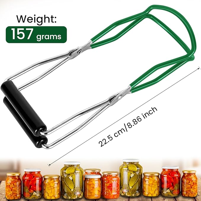 Canning Jar Lifter, Canning Tongs, Stainless Steel Jar Lifter with Rubber Grip Handle for Home Kitchen, Darkgreen