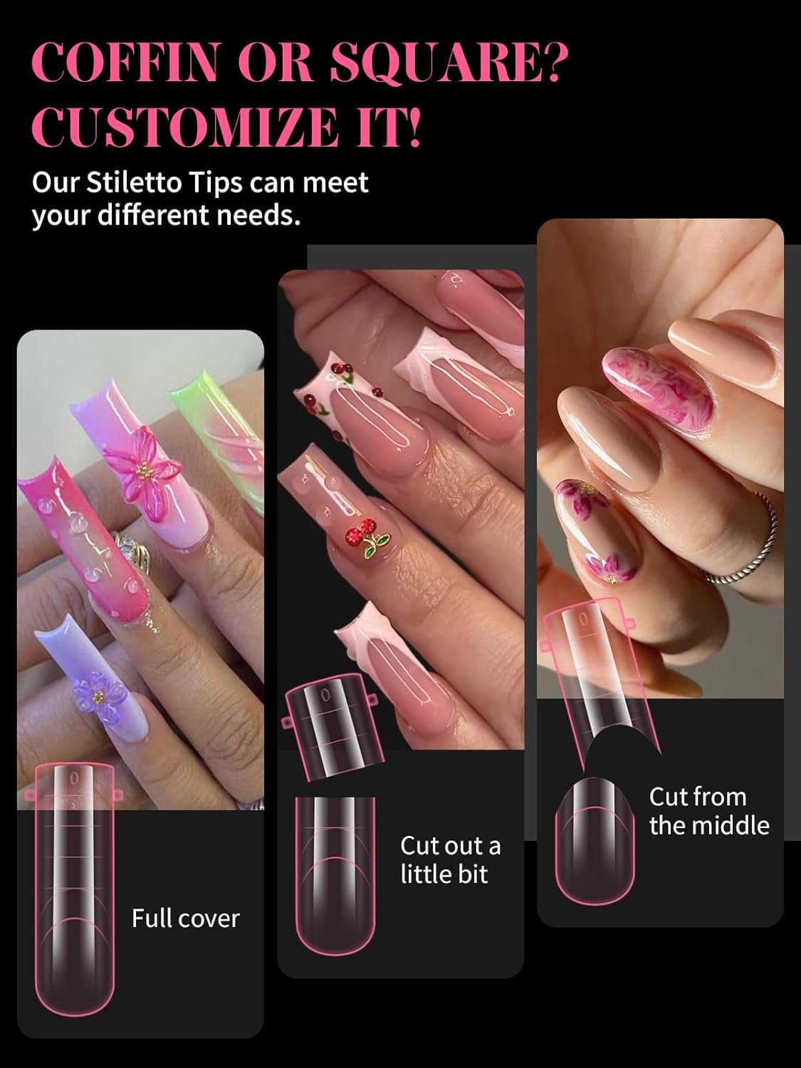 EBANKU Dual Nail Forms for Poly Extension Gel, 150 PCS Pink Nail Molds Reusable 15 Sizes Nail Extension Forms for Builder Gel Manicure Design Salon DIY-BrightBean Baby