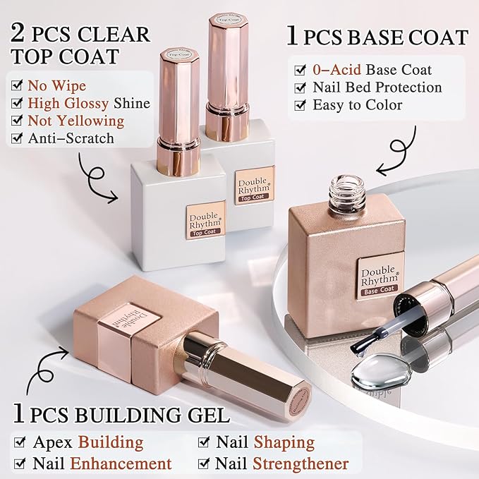 Double Rhythm 28Pcs 0.5Oz Gel Nail Polish Set Same Color Same Bottle Soak Off Gel Polish Kit Nail Art Manicure Salon DIY at Home for Women (Nude Pink Collection-T24-3)-BrightBean Baby