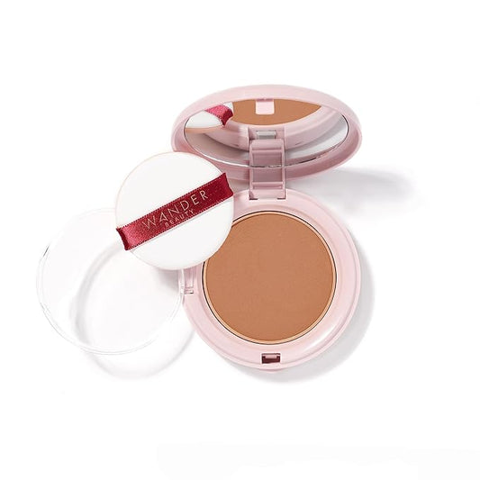 Wander Beauty Wanderlust Powder Foundation - Golden Rich - Blurs & Evens Skin Tone - Perfects & Hydrates With Hyaluronic Acid, Aloe, Honeysuckle, & Vitamin E - Lightweight, Buildable Coverage -0.31 oz-BrightBean Baby