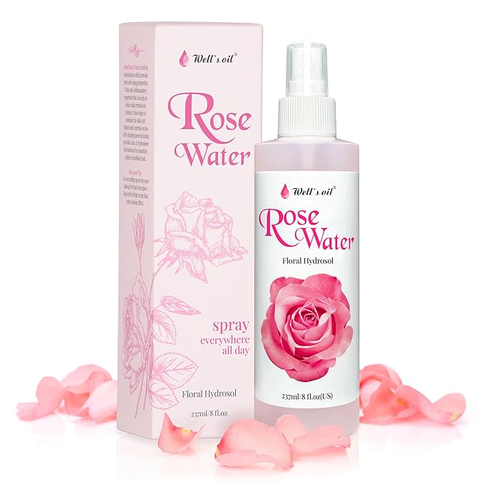 Well's Oil Rosewater Mist Spray (8 Fl oz) – Hydrates, Soothes & Refreshes | 100% Natural | No Chemical | for All Skin and Hair Types-BrightBean Baby