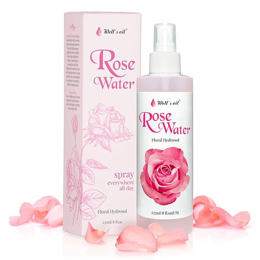 Well's Oil Rosewater Mist Spray (8 Fl oz) – Hydrates, Soothes & Refreshes | 100% Natural | No Chemical | for All Skin and Hair Types-BrightBean Baby
