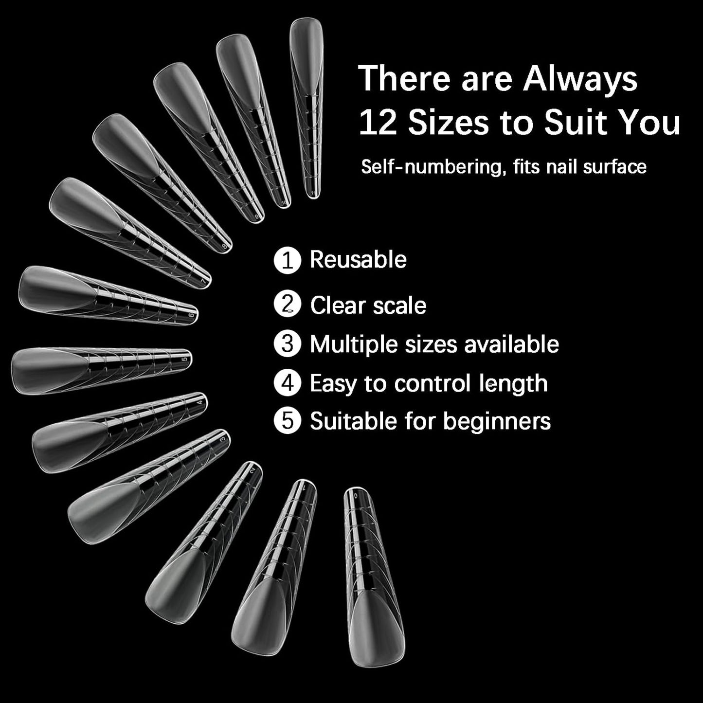 120 Pcs Dual Nail Forms 12 Sizes Half Matte Extension Poly Nail Gel Full Cover Nail Molds With Scale Builder Coffin Nail for Gel Manicure Nail Art Design Salon DIY at Home-BrightBean Baby