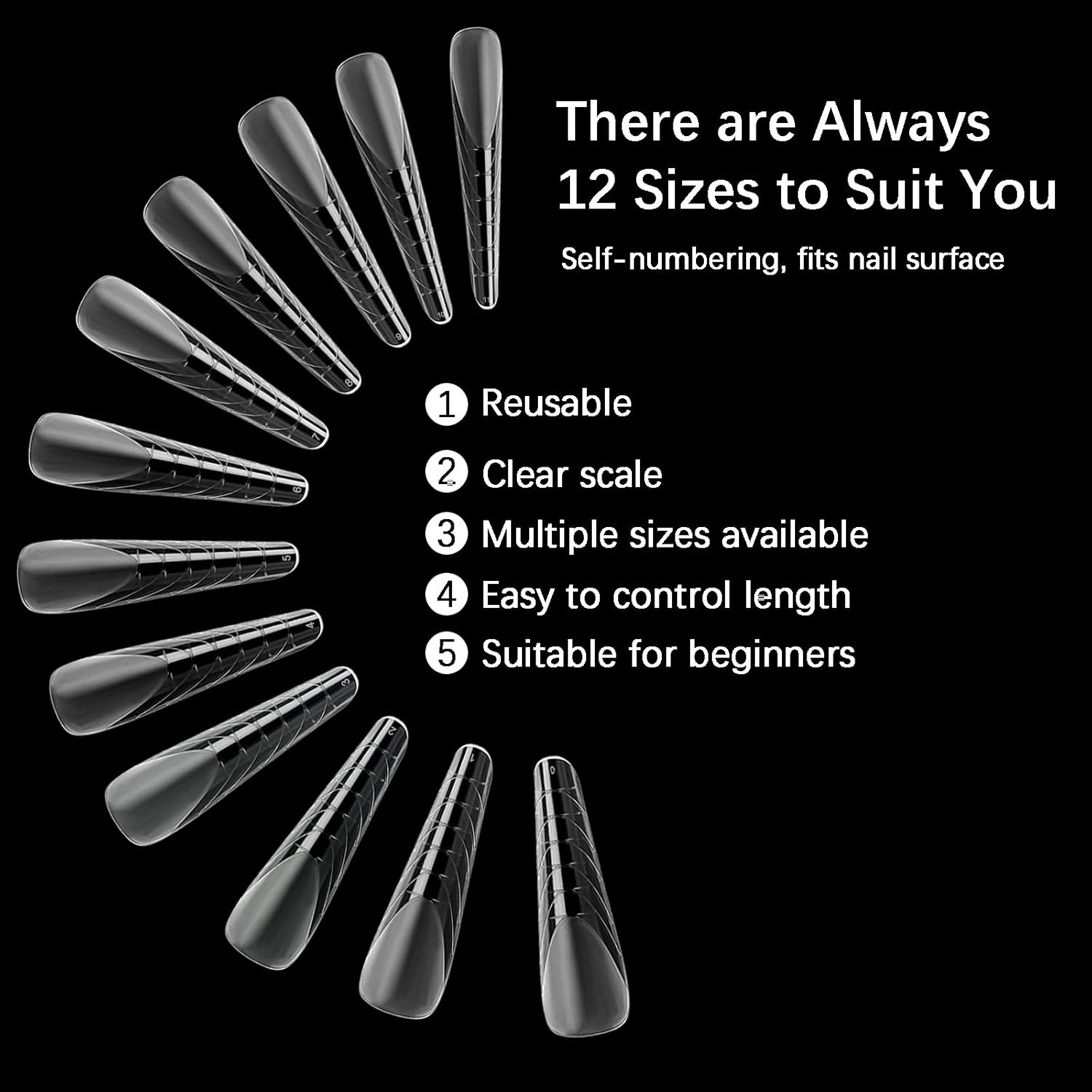 120 Pcs Dual Nail Forms 12 Sizes Half Matte Extension Poly Nail Gel Full Cover Nail Molds With Scale Builder Coffin Nail for Gel Manicure Nail Art Design Salon DIY at Home-BrightBean Baby