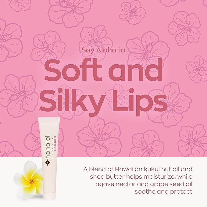 Hanalei Hydrating Lip Treatment Balm – Cruelty-Free, Paraben-Free Moisturizer for Severely Dry, Chapped Lips – Kukui Oil, Shea Butter & Grapeseed Oil –Mauve Pink Tint, Travel-Size 3-Pack (5g X 3)-BrightBean Baby