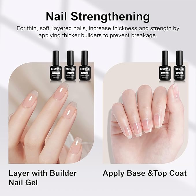 JODSONE 15ML Base Coat Top Coat and Builder Gel 3 PCS Gel Polish for Salon and Home Use-BrightBean Baby