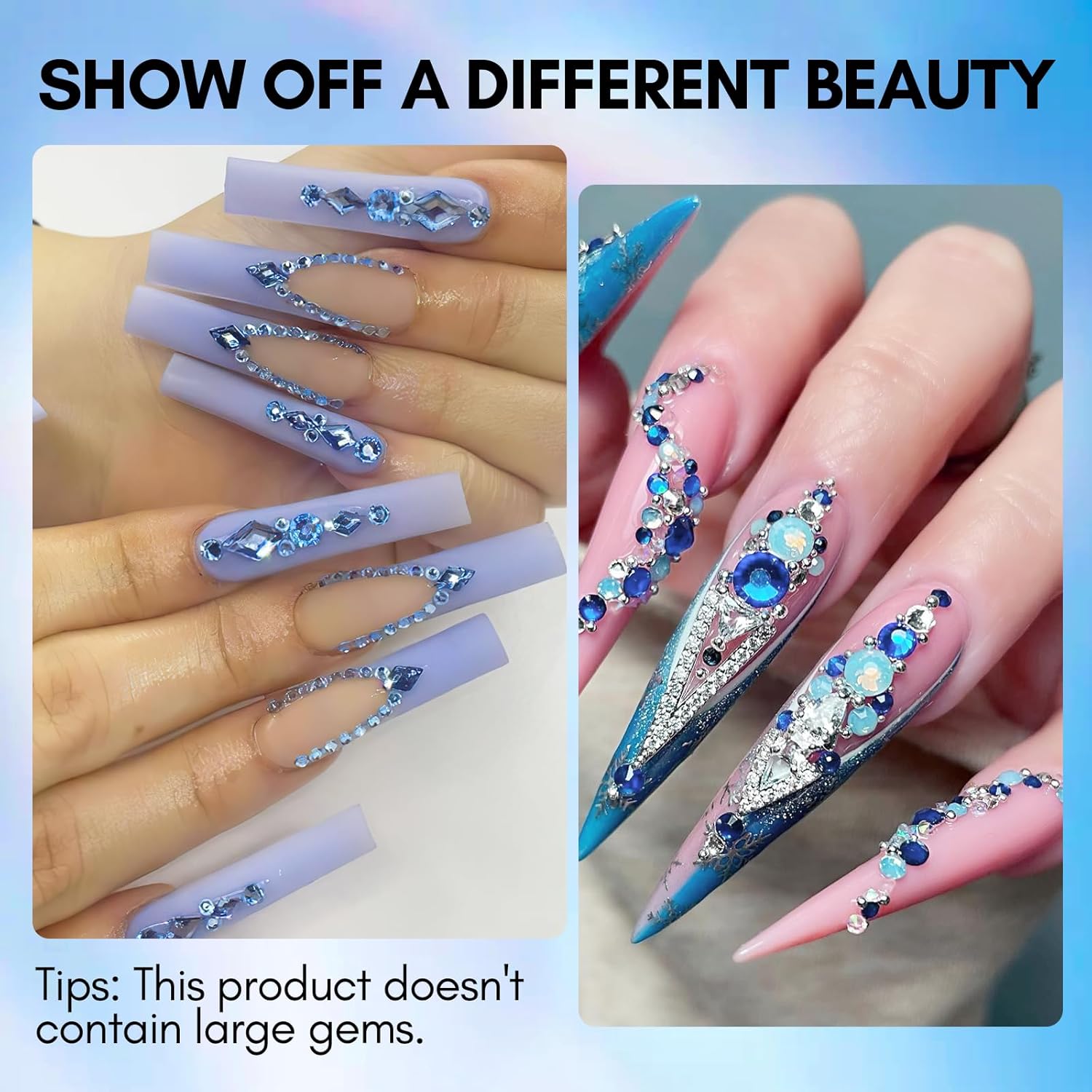 Makartt Blue Nail Rhinestones Flatback Rhinestones Multi-Size Round Crystal Glass Nail Charms Diamonds Nail Jewels for DIY Crafts Makeup Nail Art Supplies Accessories Christmas Gift-BrightBean Baby