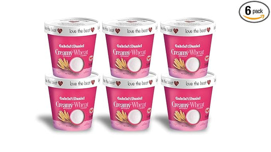 Gabriel & Daniel Organic Instant Creamy Wheat (Farina) Hot Cereal Cup – Non-GMO, Pure and Organic Breakfast Cereal – Rich in Iron & Vitamin C for a Nourishing and Quick Meal – Smooth & Creamy Texture (Pack of 6)-BrightBean Baby