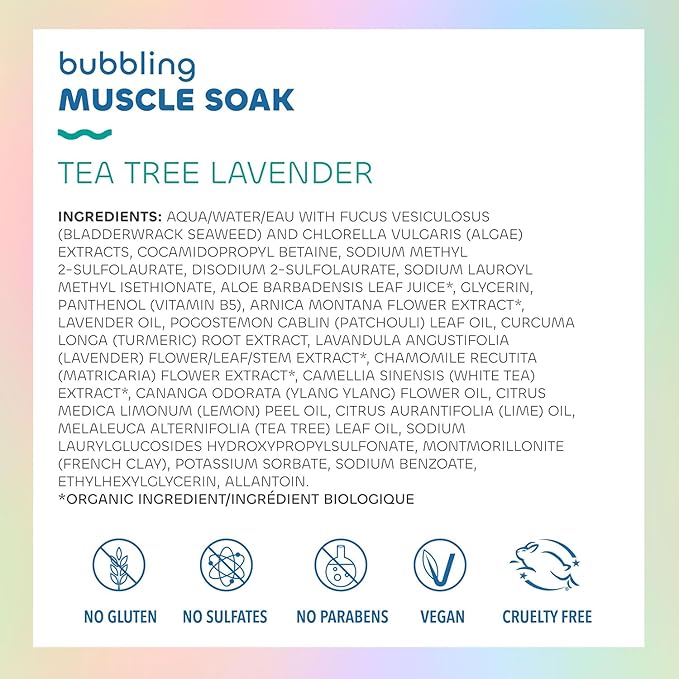 Seaweed Bath Co. Bubbling Muscle Soak, Tea Tree Lavender Scent, 12 Ounce, Sustainably Harvested Seaweed, French Sea Clay, Arnica-BrightBean Baby