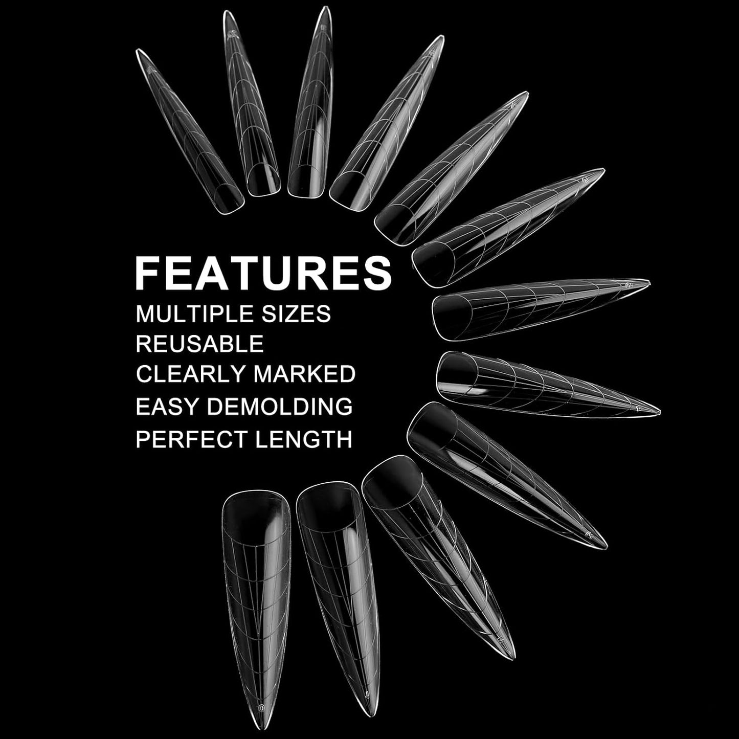 120Pcs Dual Nail Forms,Long Almond Extension Poly nail gel Nail Forms Full Cover Reusable Nail Molds 12 Sizes for Solid Nail Gel Glue Nail Art Design Salon&DIY(Extra Long Almond)-BrightBean Baby