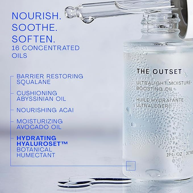The Outset Ultralight Moisture Boosting Face Oil - Fragrance Free with Squalane - Non-clogging, Fast-Absorbing - Clean, Vegan, Gluten Free - All Skin Types, Sensitive Skin - 1 fl oz-BrightBean Baby
