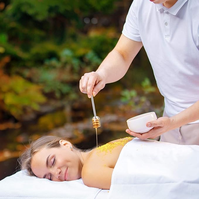 DUGATO Honey Dipper Set (2 Pack, 6.3") - 304 Stainless Steel Honeycomb Sticks for Honey Pot Jar, Syrup Drizzler, Tea & Coffee Stirrer - Elegant Kitchen Utensil (Stainless Steel)