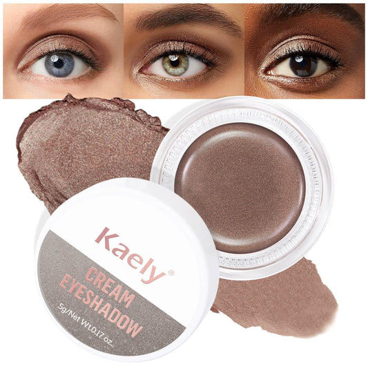 Kaely Single Cream Eyeshadow Pot, Bronze Shimmer Eye Shadow for Older Women High Pigmented Waterproof, Natural Eyeshadow Palette Makeup Brightener, sombras en crema para ojos, Blendable, 20-BrightBean Baby