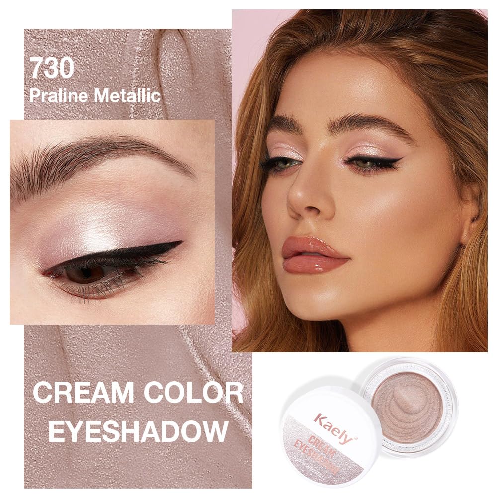 Cream Glitter Light Champagne Shimmer Metallic Eyeshadow Palette Makeup, Mini Instant Holographic Eyeshadow For Women, Sombras Crema Para Ojos, Talc, Paraben & Cruelty Free, 730-BrightBean Baby