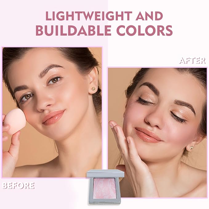 Face Blush Foundation Natural Brightening Silky Moisturizing Sodium Hyaluronate Bakery Crafted Glittering Powder-BrightBean Baby